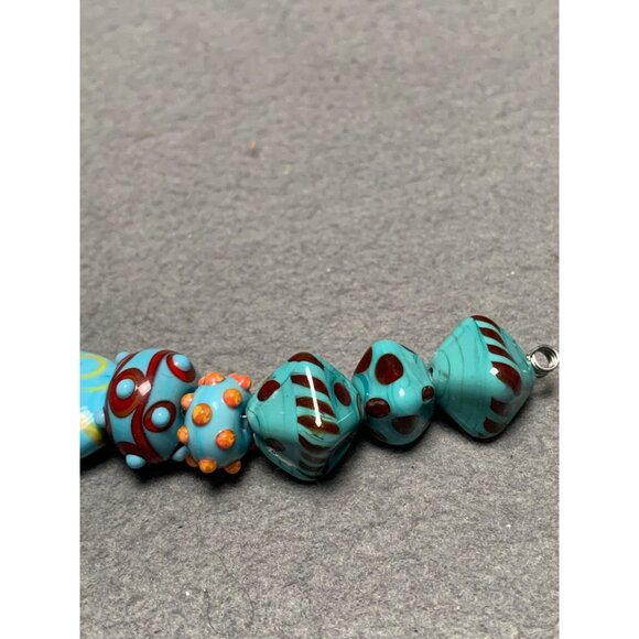 Handmade Blue & Teal Lampwork Glass Beads Assorted Set of 10 - Picture 3 of 7